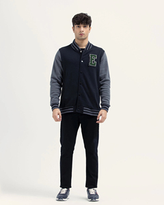 Veste universitaire noire de haute qualité pour hommes, col montant avec manches en cuir, veste bomber de baseball universitaire, veste d'hiver - Product Image 4