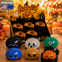 Jouet Squishy Géant Personnalisé Citrouille Visage d'Halloween, Vente en Gros, 12cm, Paillettes, Petites et Grandes Tailles, 15cm, Forme Boulette