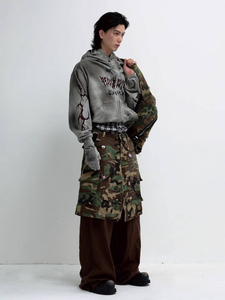 Oversized <b>Gothic</b> Vintage Hoodie Full Face Cover Sun Fade Sulphur Acid Washed Fleece Custom Print Casual Knitted Mask <b>Jacket</b> - Product Image 6