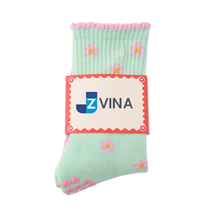 Wholesale Custom Logo Flower Non Slip Yoga <b>Socks</b> Women <b>Gripper</b> Bottom Cotton Blend Pilates <b>Socks</b> for Studio Fitness Sports - Product Image 1