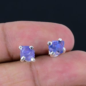 <b>Top</b> Grade Tanzanite Stud Earrings 925 Sterling <b>Silver</b> Natural Gemstone Handmade Jewelry For Women At Wholesale Price - Product Image 3