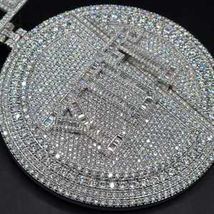 จี้ห้อยคอแบบฮิปฮอปชุบทองคำขาว 925 ประดับเพชรโมอิสซาไนต์ ดีไซน์ตัวอักษรปรับแต่งได้ตามต้องการ - Product Image 2