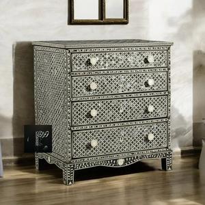 Cajón con Incrustaciones de Hueso de ILAHI, Diseño Moderno con Detalles de Ágata, Mueble Portátil para el Hogar - Product Image 5