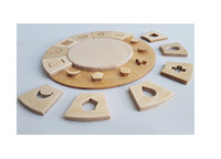 Jouets pour enfants de forme ronde en bois de manguier coloré, gare en bois artisanale, aéroport, garage et ensemble de jeu pour enfants