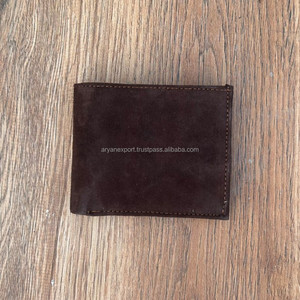 Nueva Cartera de cuero de ante marrón hecha a mano para hombre, tarjetero minimalista de lujo, carteras clásicas plegables con bloqueo RFID personalizado - Product Image 2