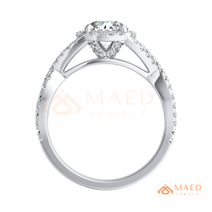 925 Sterling Silver Round Cut Halo Engagement <b>Ring</b> Women Twisted <b>Split</b> Shank Pave Band American Diamond CZ Wedding <b>Ring</b> - Product Image 6