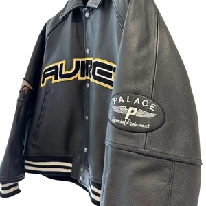 Chaqueta Varsity Hypebeast Streetwear, Avirex x Palace Zomby de Cuero, Colaboración Limitada, Impermeable y Ecológica, Alta Calidad - Product Image 3