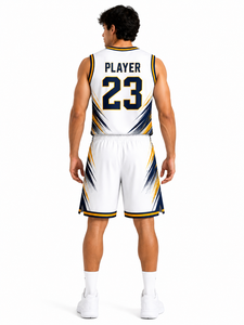 Ensemble de maillot et short de basketball professionnel au design optimal, sans manches, avec impression par sublimation personnalisée - Product Image 4