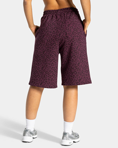 Shorts Bermuda Femme en Molleton Bouclette de Qualité Supérieure, Imprimé 3D en Relief, Logo Personnalisé, Motif Léopard Marron, avec Passepoil Côtelé - Product Image 5