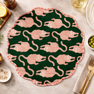 Leopard Print Cotton Quilted Thin Reversible Modern Customizable Machine Washable Round/Oval/<b>Square</b> Multi-Shaped <b>Placemat</b> Mat - Product Image 1