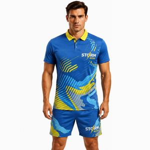 Conjunto de Camiseta y Pantalones Cortos de Tenis para Hombre 2026, Spandex/Nylon, Impresión por Sublimación, Secado Rápido, Cuello Alto, Manga Corta, Uniforme de Tenis Personalizado - Product Image 5