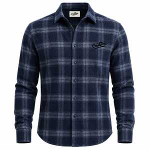 Custom Men's Regular Fit Flannel Plaid Shirt Full Sleeve Turn-down Collar 100% Cotton Casual Winter Wear Single <b>Button</b> Closure - Product Image 1