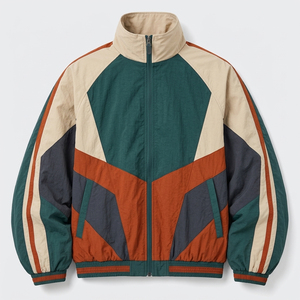 Men's Color Blocking <b>Racer</b> <b>Jacket</b> Stand Collar Zipper Closure Windproof Sporty Style Autumn Wear Polyester Material - Product Image 6