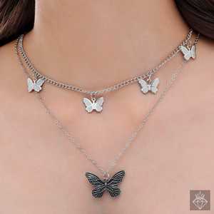 PRAO Silver Lustre Collar de doble cadena Mariposa Ballet Inspirado Cadenas finas para mujer - Product Image 6