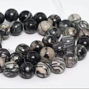 Cuentas de Jaspe Negro Seda de Piedra, Grado AAA, Gema Natural Genuina, Cuentas Sueltas Redondas de 4MM, 6MM, 8MM, 10MM, 12MM, Opciones de Lote a Granel - Product Image 1