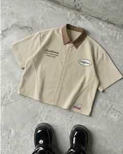 Camisa negra de manga corta de tela Canton para hombre, estilo chino, sin cuello, con botones, informal, para verano - Product Image 3