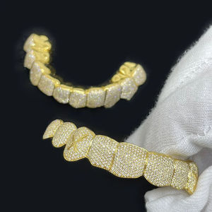 Juego de Grillz Unisex Chapados en Oro Estilo Hip Hop con Diamantes Naturales Redondos de Corte Brillante Certificados por IGI, Claridad Personalizada VS - Product Image 4