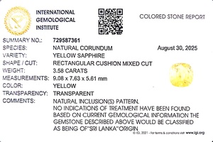 พลอยแซฟไฟร์สีเหลืองทรงคุชชั่นธรรมชาติ 3.58 กะรัต จากศรีลังกา สำหรับทำเครื่องประดับและแหวน รุ่น YCIS-205 - Product Image 6