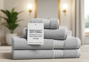 Toalla de Baño Tejida de Bambú, Calidad Premium, Tela Ultra Suave, Ecológica, Orgánica, Altamente Absorbente, Secado Rápido, Cómoda para - Product Image 4