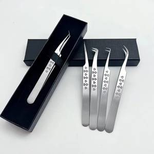 Juego de Pinzas para Pestañas de Acero Quirúrgico Morje, Herramientas de Precisión con Patrón de Corazón, Puntas Dentadas/Serradas, 10 mm de Longitud, Caja de 5 Piezas - Product Image 3