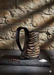 100% Premium Quality Carved Black Buffalo Horn Drinking <b>Mug</b> <b>Large</b> Capacity Viking Drinking Carved Horn <b>Mug</b> for Gifting <b>Mug</b> - Product Image 5