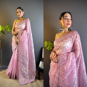 ผ้าซารีเน็ตทวิลล์เนื้อหนา คุณภาพสูง ดีไซน์ทันสมัย ขายดี เหมาะสำหรับงานเทศกาล งานปาร์ตี้ งานแต่งงาน ราคาขายส่ง ส่งออกจากอินเดีย ดีไซน์เซ็กซี่ - Product Image 1