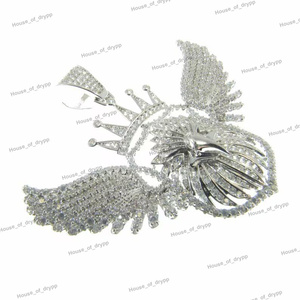 <b>Angel</b> <b>Wings</b> Halo Moissanite Diamond Look Pendant Necklace Sparkling Feather Guardian Charm Luxury Statement <b>Jewelry</b> Gift For Men - Product Image 4