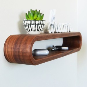 Elegante Estante de Pared de Madera de Nogal - Estantes de Pared de Madera Hechos a Mano al por Mayor - Product Image 3