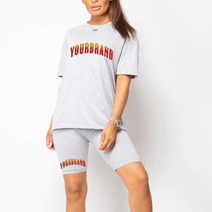 Conjunto Deportivo Casual de Dos Piezas para Mujer, Ecológico, 100% Algodón, Pantalones Cortos con Cordón y Bolsillos, Transpirable - Product Image 4