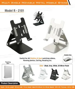 Soporte Móvil Metálico Multiángulo para Smartphones y Tablets, Ajustable para Escritorio, para Uso en Oficina - Product Image 3