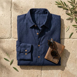 Camisas Casuales de Lino para Hombre, 100% Lino, Transpirables, Cómodas, Anti-Pilling, Suaves, Certificadas OEKOTEX, Camisa de Verano - Product Image 6