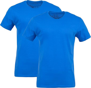 T-shirt à manches courtes pour homme, col rond, coupe classique, uni violet, décontracté, en jersey de coton tricoté - Product Image 6