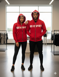 Sweat-shirt à capuche zippé pour homme REX FIT SPORTS, rouge, coupe ajustée, coton French Terry, style sportif, vêtements d'automne - Product Image 4