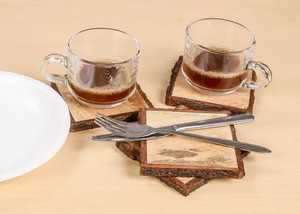 Handcrafted Natural Wooden Coaster <b>Set</b> with Elegant Finish for Coffee Mugs <b>Tea</b> <b>Cups</b> and Glasses and Modern Home Table Protection - Product Image 5