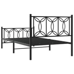 Base de Cama Doble Moderna de Acero Negro, Diseño Rectangular, Cama de Metal - Product Image 6