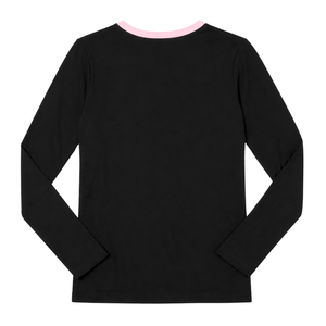 Camiseta Negra de Manga Larga AKA 1908 para Mujer, Bordado Chenille, Ropa de Hermandad Griega, Algodón Premium, Corte Elegante - Product Image 2