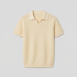 เสื้อโปโลถักเนื้อนุ่มพรีเมียมสีไอวอรี่สำหรับผู้ชายและผู้หญิง คลาสสิก สง่างาม แขนสั้น สวมใส่ได้ทั้งลำลองและเป็นทางการ แฟชั่นทันสมัย - Product Image 1