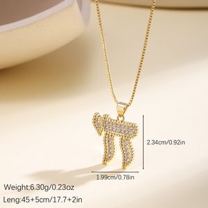 Collier pendentif QIKU Chai juif plaqué or 18 carats avec CZ, symbole de vie hébreu, bijou religieux, cadeau <span class=keywords><strong>pour</strong></span> femmes et hommes, à porter au quotidien - Product Image 5