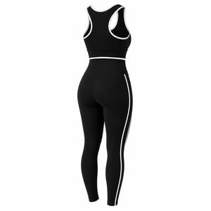 Women Custom Scoop Neck Racerback Sports Bra Set Solid Color Mid Waist Leggings for Plus Size 2-Piece Seamless - Product Image 3