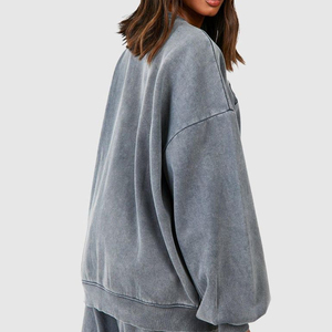 Sweat-shirts à capuche tendance vintage pour femmes, coupe oversize, effet délavé, tissu extensible 100% coton respirant, service OEM - Product Image 2