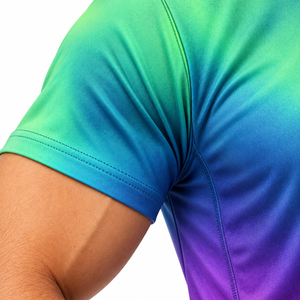 T-shirt pour homme OEM, impression par sublimation, tissu polyester léger, logo personnalisé, t-shirt de sport tendance, production en gros - Product Image 3
