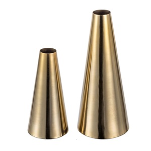 Designer Gold Metal Flower Vase Collection Set Assorted Shapes Decorative Vases Modern Tabletop Centerpiece Contemporary Home - Product Image 2