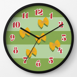 Reloj de Pared Analógico de Cuarzo Silencioso de 12 Pulgadas con Diseño de Pasta, Verde y Negro, Estilo Fresco para Decoración de Restaurantes, Cocinas y Cafeterías - Product Image 1