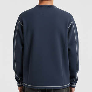 Sudadera de Hombre de Primera Calidad, Color Azul Marino, Cuello Redondo, Corte Holgado, 100% Algodón, Logotipo Personalizado, Sudadera Básica, Sudadera Gruesa - Product Image 6