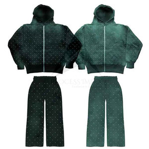 Mens <b>Rhinestone</b> Tracksuit Luxury Bling Hoodie and Jogger Set Cotton Fleece Oversized Fit Streetwear Winter Breathable Impex - Product Image 4