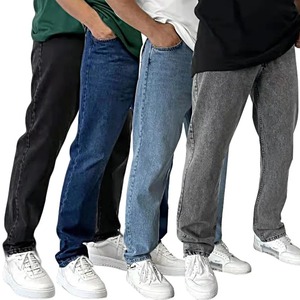 Pantalones Vaqueros Personalizados para Hombre, Azules, de Algodón de Alta Calidad, Lavado Ligero, Corte Recto, Holgados, Talla Grande, Estilo Cargo - Product Image 1