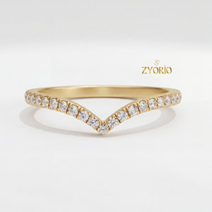 925 Silver Lab Grown Diamond Engagement Wedding Band Chevron Curved <b>Stacking</b> <b>Ring</b> Wishbone Style Guard Band Women Zyorio Gift - Product Image 6