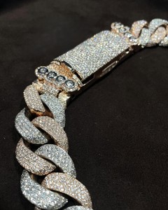 Pulsera Clásica de Eslabones Cubanos con Moissanita Bicolor, Plata 925 Bañada en Rodio, Estilo Iced Out Hip Hop para Fiesta Unisex - Product Image 5