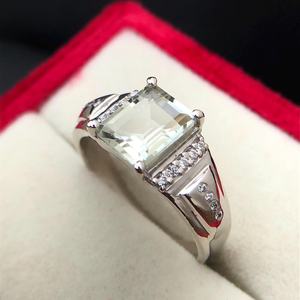 Green Amethyst <b>Ring</b> <b>925</b> Sterling <b>Silver</b> Engagement <b>Ring</b> For Women Or Men Emerald Cut Prasiolite Gemstone Gift For Wife - Product Image 5