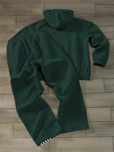เสื้อฮู้ดผู้ชายสีเขียว ผ้าฝ้ายหนา 100% ระบายอากาศได้ดี แขนยาว ปิดด้วยเชือกผูก สีพื้น สไตล์ล้ำสมัย สตรีทแวร์ลำลอง ทรงหลวม - Product Image 4